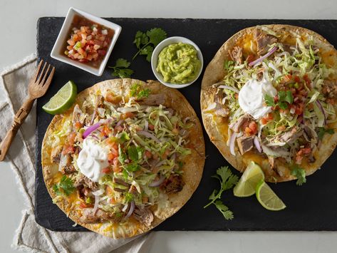 Pork Tostadas, Pork Roast Recipes, Red Onion Salad, Shredded Pork, Colby Jack Cheese, Healthy Slow Cooker, Shredded Lettuce, Fresh Salsa, Dinner Plan