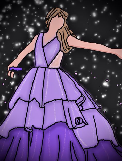 Speak now eras tour Taylor swift purple sparkles singer singing glitter show concert trending Dress Cartoon Drawing, Taylor Swift Speak Now Dress, Speak Now Dress, Dress Cartoon, Taylor Swift Speak Now, Cupcake Dress, Speak Now, Cartoon Drawing, Purple Dress