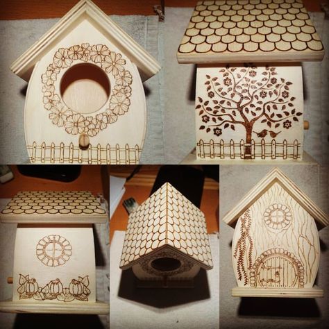 Woodburn Birdhouse, Wood Burning Birdhouse, Wood Burned Birdhouse, Pyrography Birdhouse, Birdhouse Decor, Wood Burned Gifts, Burn Wood, Wood Burning Tips, A Couple In Love