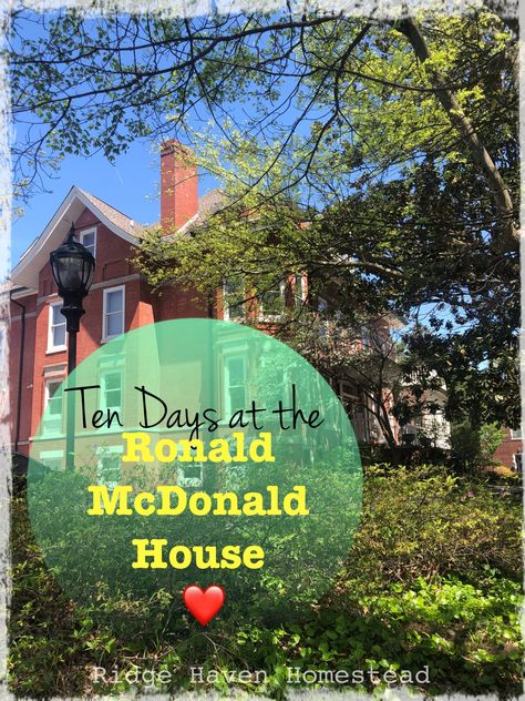 Ten Days at the Ronald McDonald House. My Experience. - Ridge Haven Homestead Chest Tube, Plant City, Ronald Mcdonald House, College Kids, Knoxville Tennessee, Plant Based Milk, Home Education, Off Grid Living, Booking Hotel