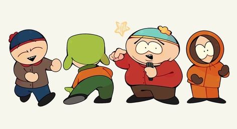 The Main 4 South Park, South Park Main 4 Fanart, South Park All Characters, South Park Main 4, Style South Park, South Park Memes, North Garden, Paper Boy, Eric Cartman