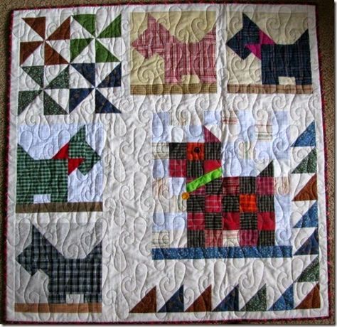 Scotties quilt, a completed UFO by QM Scrap Squad 2014 member Louisa Robertson. She'll donate it to a local NICU. Scottie Dog Quilt Pattern, Dog Quilts, Half Square Triangle Quilts, Scottie Dogs, Childrens Quilts, Baby Quilt Patterns, Bird Quilt, Cute Quilts, Lap Quilts