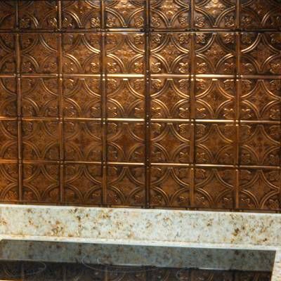 Company Logo Wall, Metal Backsplash, Stick On Wood Wall, American Tin Ceiling, Vinyl Wall Panels, Tin Ceilings, Steel Backsplash, Copper Backsplash, Metal Wall Panel