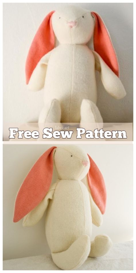 DIY Easter Fabric Bunny Free Sewing Patterns & Tutorials Bunny Doll Pattern Free Sewing, Sew Animals, Doll Patterns Free Sewing, Bunny Patterns, Fabric Bunny, Doll Patterns Free, Fiber Crafts, Bunny Soft Toy, Easter Fabric