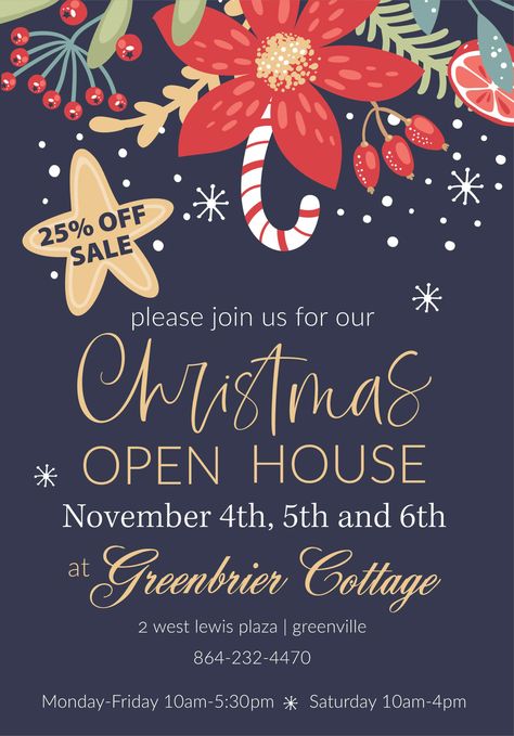 Christmas Open House! Christmas Open House, Christmas Party Invitations, Open House, Christmas Party, Chalkboard Quote Art, Party Invitations, Cottage, Christmas, Green