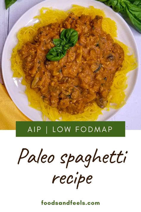 This paleo spaghetti recipe is also AIP, Low FODMAP, gluten free, dairy free and sugar free. Paleo Spaghetti, Pasta Substitute, Autoimmune Paleo Recipes, Aip Paleo Recipes, Autoimmune Diet, Baked Spaghetti Squash, Lower Inflammation, Sweet Potato Noodles, Aip Diet