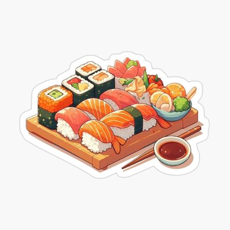 Get my art printed on awesome products. Support me at Redbubble #RBandME: https://www.redbubble.com/i/sticker/Delicious-Sushi-Board-by-AnimeRay/164187698.JCQM3?asc=u Sushi Clipart, Sushi Stickers, Sushi Board, Frog Art, Anime Stickers, My Art, Awesome Products, Naruto, Tablet