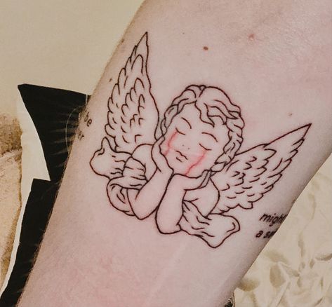 Crying Angel Tat, Rising Angel Tattoo, Inner Child Tattoo Ideas, Angel Crying, Crying Blood, Crying Angel, Child Art, Album Art Design, Discreet Tattoos