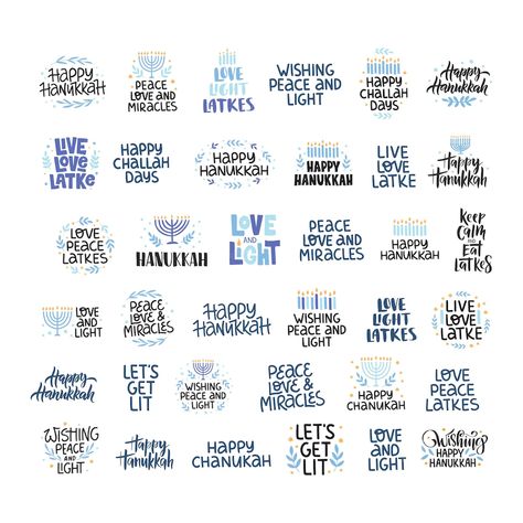 Premium Vector | Hanukkah vector celebration typography set. traditional jewish holiday phrases collection. love, light, latkes quote. chanukah wishes isolated on white. handwritten hanuka festive lettering Celebration Typography, Hanukkah Quotes, Holiday Phrases, Hanukkah Quote, Hanukkah Ideas, English Language Teaching, Jewish Holiday, Christmas Hanukkah, Love Light