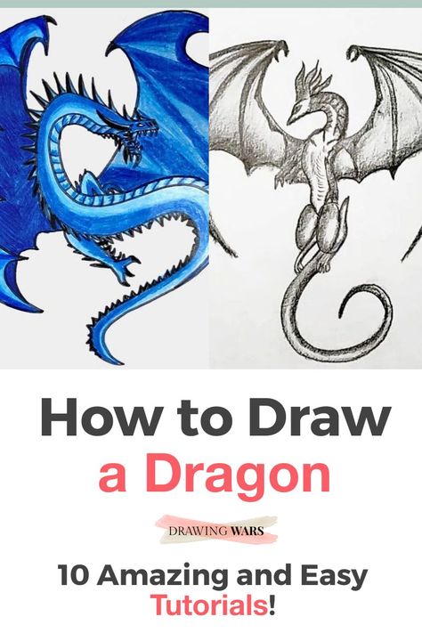 The Best 10 Tutorials on How to a Dragon Step by Step. Learn How to Draw a Dragon Easy with the Best Online Video Tutorials for Kids and for Adults with acrylic, watercolor, pencils, charcoal and many more techniques! How to Draw a Dragon for Kids, How to Draw a Dragon Eye, How to draw a Dragon Face and more! They're very easy both for beginners, intermediate and advanced artists! Drawing ideas with pencils and more techniques! How To Draw Mythical Creatures, How To Draw A Flying Dragon, Watercolor Dragon Tutorial, Easy To Draw Dragons, Drawing Dragons Easy, How To Draw A Dragon Step By Step Easy, Dragon Tutorial Drawing, Cool Dragon Drawings Easy, How To Paint A Dragon