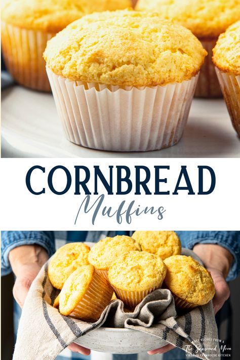 These fluffy and moist bakery-style cornbread muffins are a perfect side dish for chili, barbecue, or any other family meal. Best of all, you can stir together the batter for the sweet, tender muffins in just 10 minutes! Cornbread Muffins Easy, Moist Sweet Cornbread, Buttermilk Corn Muffins, Moist Cornbread Muffins, Cornbread Recipe From Scratch, Muffins Easy Recipe, Country Cornbread, Sweet Cornbread Muffins, Perfect Cornbread