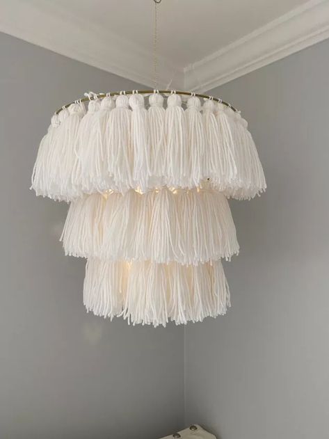 Boho Chandelier | Hometalk Diy Drum Shade, Diy Garage Storage Ideas, Making Tassels, Kitchen Plinth, Tassel Chandelier, Drum Shade Chandelier, Diy Cabinet Doors, Garage Storage Ideas, Jar Chandelier