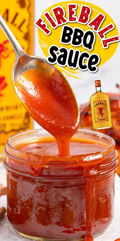 Fireball Recipes, Homemade Bbq Sauce Recipe, Fireball Whiskey, Homemade Sauce Recipes, Barbecue Sauce Recipes, Barbeque Sauce, Bbq Sauce Recipe, Bbq Sauce Homemade, Chicken Marinades