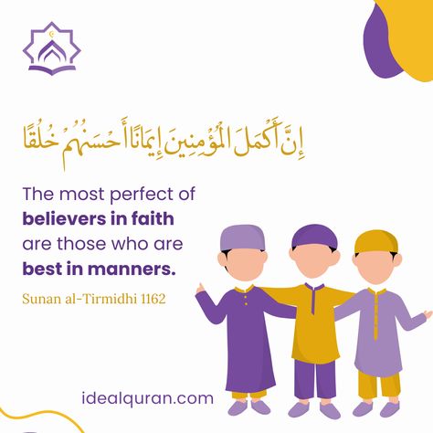 🌟 "The most perfect of believers in faith are those who are best in manners." 🌟 - Sunan al-Tirmidhi 1162 ✨ Let your faith shine through your actions and manners. Strive to be the best in character, embodying kindness, respect, and integrity in every aspect of life. ✨ #IslamicQuotes #GoodManners #Faith #Inspiration #Hadith Showing Respect, Good Manners, Manners, Islamic Quotes, Good Things, Let It Be, Quotes