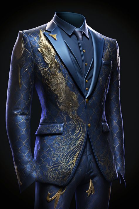 Pisces zodiac sign inspired suit Blue And Gold Suit, Turquoise Suit, Green Suit Men, Royalty Core, Dragon Book, Pisces Zodiac Sign, Royal Clothes, Stylish Mens Suits, Gold Suit