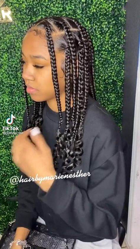 Fulani Jumbo Braids, Short Large Boho Knotless Braids, Short Large Knotless Box Braids, Coi Leray Braids With Beads, Coi Leray Braids, Coi Leray, Short Box Braids Hairstyles, Short Box Braids, Big Box Braids Hairstyles