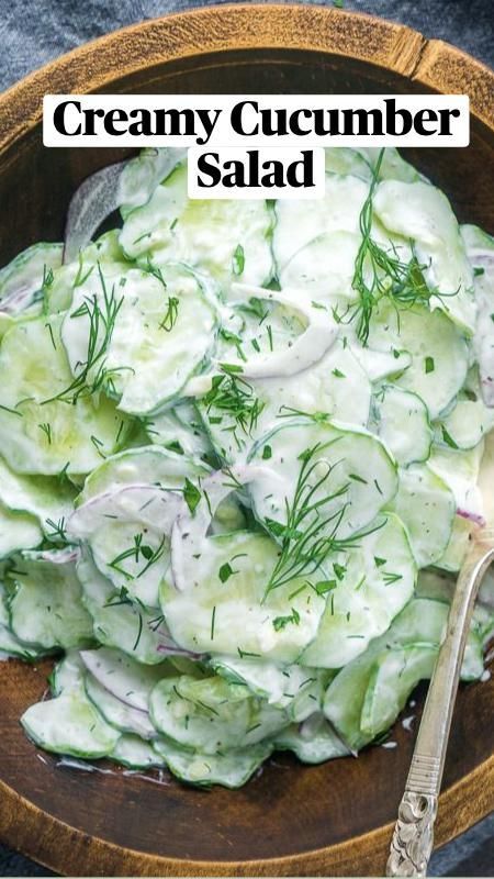 Easy Creamy Cucumber Salad, Cucumber Salad Recipe, Side Salad Recipes, Creamy Cucumber Salad, Creamy Cucumbers, Cucumber Recipes Salad, Best Salad Recipes, Cucumber Recipes, Summer Salad