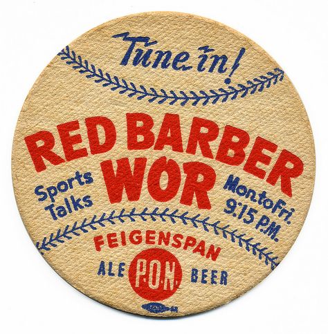 Tune In! Red Barber Radio Illustration, Beer Store, Vintage Poster Design, Beer Coasters, Vintage Packaging, Vintage Beer, Vintage Graphic Design, Vintage Type, Vintage Typography