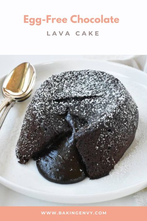 This chocolate lava cake needs no eggs, no dusting the ramekin, no freezing, and no electric mixer! Try the easiest recipe ever for a chocolate lava cake. #specialtydessert #easycakerecipe #easydessertrecipe #lavacakerecipe #chocolatelavacake #eggfreecake Lava Cake Recipe Easy, Chocolate Lava Cakes, Chocolate Lava Cake Recipe, Molten Chocolate Lava Cake, Lava Cake Recipes, Molten Lava Cakes, Molten Chocolate, Chocolate Lava, Chocolate Lava Cake