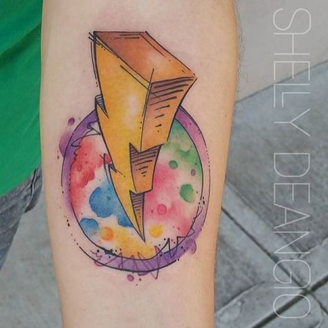 Rangers Tattoo, January Tattoo, Power Rangers Tattoo, Fandom Tattoos, Dbz Tattoo, Lightning Bolt Tattoo, Bolt Tattoo, Gamer Tattoos, Nerd Tattoo