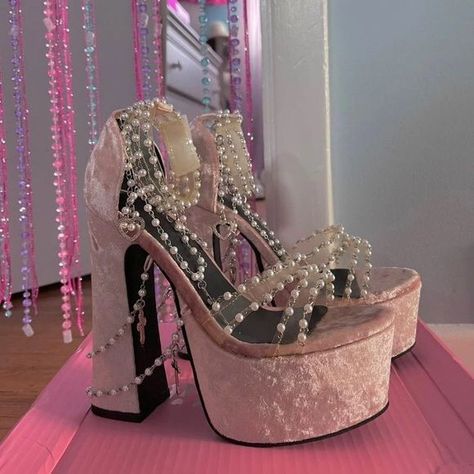 Dollskill Shoes Heels, Pink Fairy Heels, Doll Kill Shoes, Dolls Kill Heels, Dollskill Heels, Bratz Heels, Pink Prom Shoes, Bratz Shoes, Relatable Songs