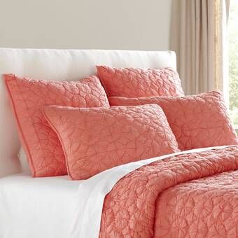 Coral Bedding Sets, Coral Bed, Peach Bedroom, Coral Quilt, Coral Bedroom, Coral Bedding, Solid Quilt, Ruffle Bed Skirts, Single Quilt