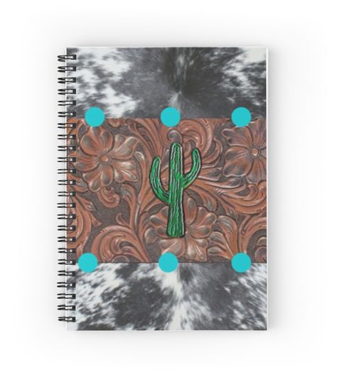 Cowhide Office, Print Journal, Cactus Print, Horse Life, Spiral Notebooks, Tooled Leather, Leather Tooling, Journal Notebook, Spiral Notebook