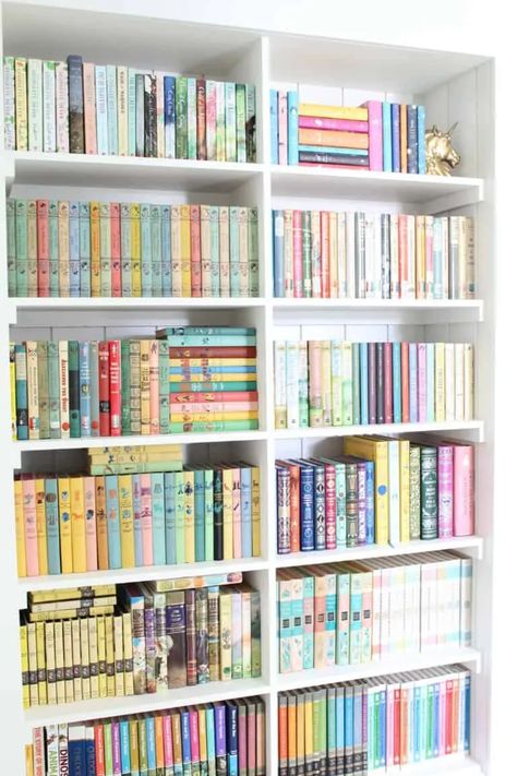 If you've ever thought it might be nice to have a built-in bookshelf, this post is for you! Here's how we turned a closet into a bookshelf. Unique Book Storage, Book Storage Small Space, Closet Library, Bookshelves Design, Book Storage Ideas, Bookshelf Closet, Bookshelf Inspiration, Bookshelves In Bedroom, Book Cart