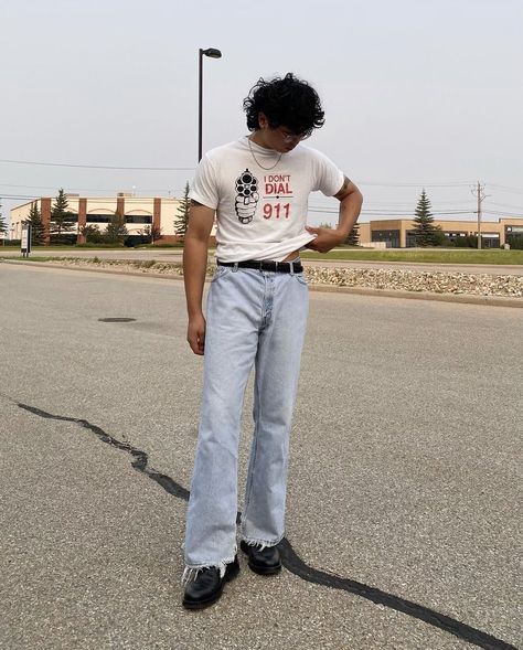 90s Fashion Men Summer, Disco Outfit Men, Men Crop Top, 70s Fashion Men, Crop Top Men, 80s Inspired Outfits, Boots Outfit Men, Blue Jean Outfits, Aesthetic Outfits Men