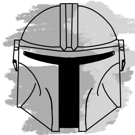 Mando Helmet Drawing, Bo Katan Helmet Tattoo, Boba Fett Symbol Tattoo, Boba Fett Helmet Tattoo, Boba Fett Crest Tattoo, Mandalorian Gif, Strom Trooper, Star Wars Art Painting, Mandalorian Tattoo