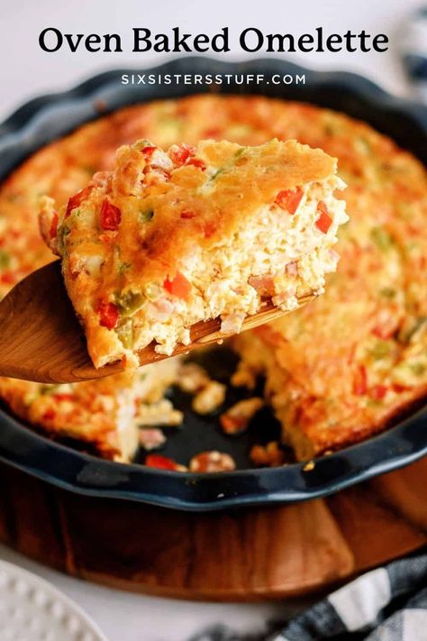 Oven Baked Omelette Recipe (a family favorite breakfast) Oven Omelette Recipe, Oven Baked Omelette, Baked Omelette Recipe, Oven Omelette, Baked Omelette, Baked Omelet, Omlet Recipes, Omelette Pan, Omelets Recipe