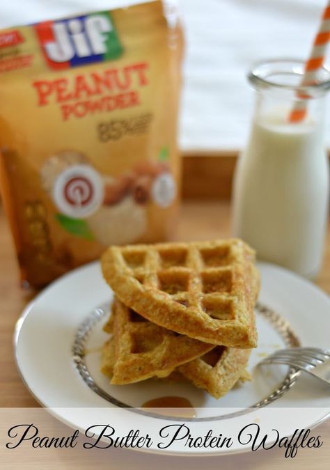 Survival Guide by The Working Mom: Peanut Butter Protein Waffle Recipe: Made with Jif Peanut Powder #StartWithJifPowder #ad High Protein Waffle Recipe, Waffle Recipe Easy, Protein Waffle Recipe, Peanut Butter Powder Recipes, Peanut Butter Waffles, Pb2 Recipes, Peanut Powder, Protein Waffles, Waffle Recipe