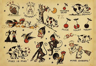 Sailor Jerry Tattoo Art Flash #19 13 x 19 Photo Print Sailor Jerry Tattoo, Sailor Jerry Flash, Sailor Jerry Tattoo Flash, Tattoo Museum, Jerry Tattoo, Sailor Tattoos, Famous Tattoo Artists, Sailor Jerry Tattoos, Retro Tattoos