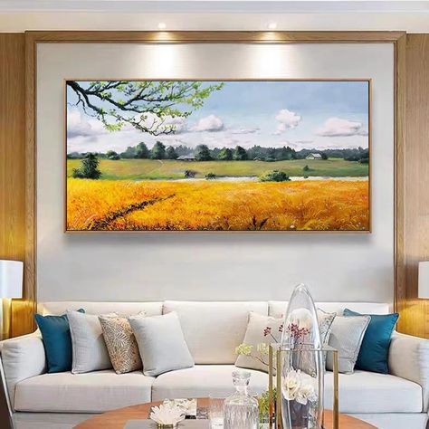 Buy Original Oil Painting on Canvas Golden Wheat Field Abstract Online in India - Etsy Wheat Painting, Wheat Field Painting Acrylics, Golden Field Painting, Abstract Wheat Field Painting, Wheat Farm, Golden Wheat Field, Vincent Van Gogh Wheat Field, Van Gogh Green Wheat Fields, Golden Wheat