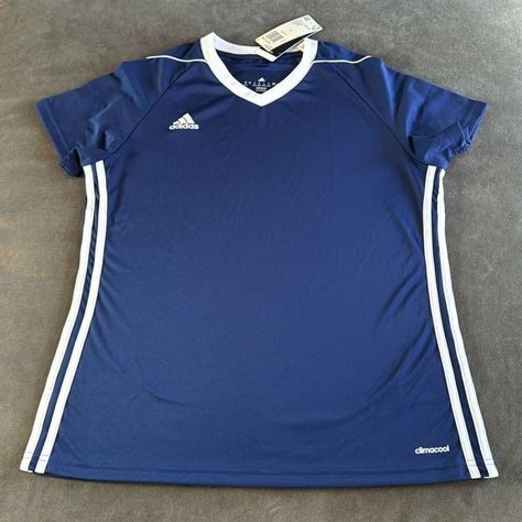 Women’s Adidas Blue & White Climacool Jersey T-Shirt Size L - Please See Pictures For Approximate Lay Flat Measurements. Nwt *Color Is Subjective And May Vary Based On Lighting And Device Used To View This Item 1118b110 Billie Concert, Hogwarts Dr, Adidas Tshirt, Adidas Tank Top, Adidas Jersey, Adidas Top, Adidas Outfit, Adidas Blue, Adidas Shirt