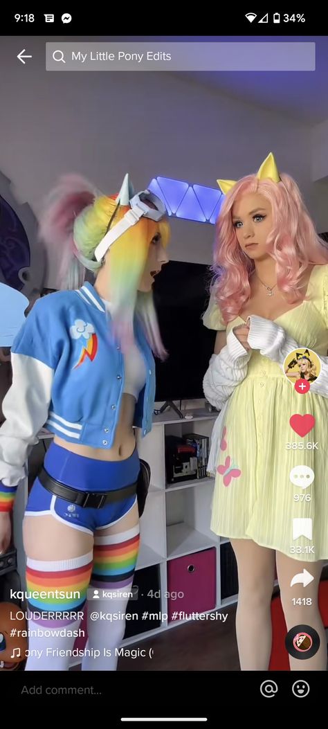 Rainbow Dash Outfit Ideas, Flutterbat Cosplay, Cosplay Duo Ideas, Rainbow Dash Outfit, Rainbow Dash Halloween Costume, Couple Cosplays, Rarity Cosplay, Mlp Costume, Pony Costumes