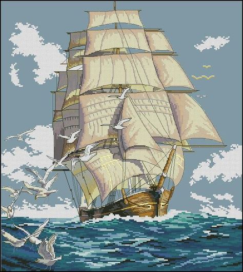 Clipper Ship, Hanging Bag, Sea And Ocean, 5d Diamond Painting, Cross Stitch Kit, Views Album, Sailing Ships, Counted Cross Stitch, Cross Stitch Pattern