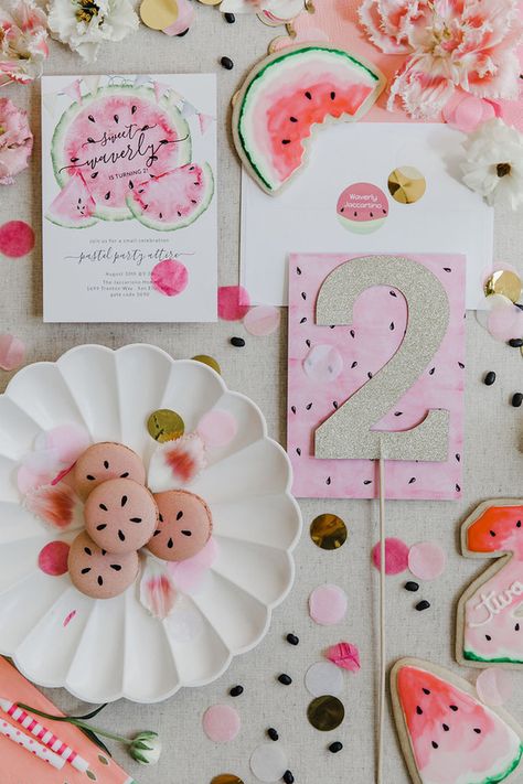 2 Year Birthday Theme Girl Summer, 2 Year Birthday Girl Summer, Watermelon 2nd Birthday Party, Watermelon 1st Birthday Party Girl, Watermelon Second Birthday Party, Watermelon Party Invitations, Watermelon Party Decorations, Birthday Toddler Girl, Party Ideas Wedding