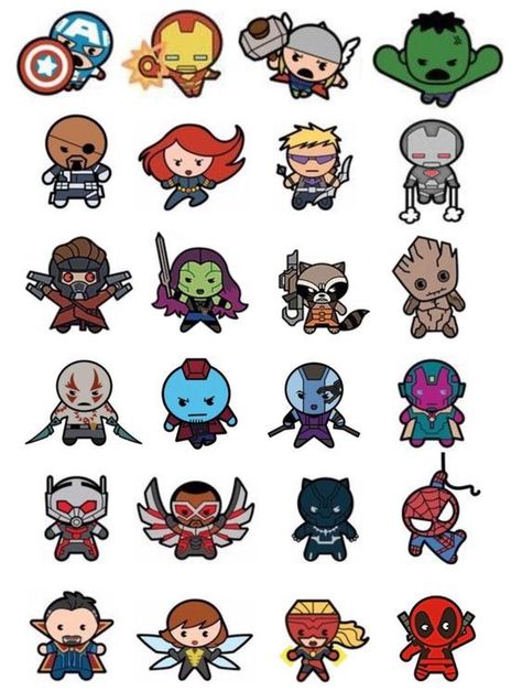 Marvel Chibi Avengers, Chibi Marvel Characters, Kawaii Superheroes, Avengers Doodle, Doodle Marvel, Marvel Doodle, Marvel Doodles, Kawaii Avengers, Chibi Avengers