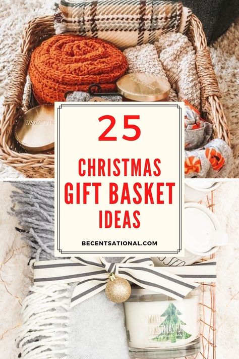 These easy gift basket ideas are inexpensive and tasteful including tips, specific themes and easy mix recipes for great and inexpensive gifts! Best DIY Christmas Gift Baskets ideas for everyone on your list. Perfect diy christmas gifts. DIY Christmas gift baskets that will make the perfect gift for friends and family! Christmas Gift Baskets Ideas, Easy Gift Basket Ideas, Diy Christmas Gift Baskets, Gift Baskets Ideas, Winter Gift Basket, Kitchen Gift Baskets, Diy Christmas Baskets, Family Gift Baskets, Diy Christmas Gifts For Friends