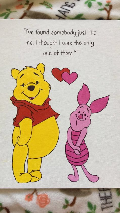 Friend Painting Ideas, Friendship Paintings, Friendship Canvas, Best Friend Valentines, Disney Best Friends, Pooh And Piglet, Birthday Painting, Best Friend Drawings, Friend Painting