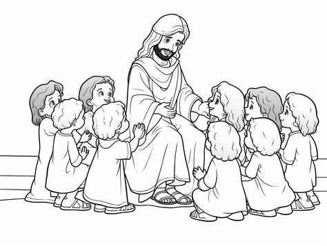 Image Of Jesus, Sunday School Coloring Pages, Bible Drawing, Free Coloring Sheets, Easy Coloring Pages, Mary And Jesus, Jesus Images, Kids Church, Flower Coloring Pages