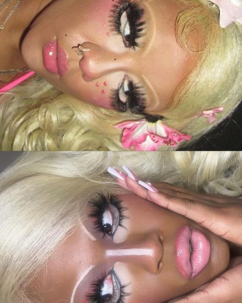 ✨🎀 gyaru hotties 🎀✨ - Collab with the fierce @danydisee 😻 - follow us both for more! @theprimroseglam @danydisee - - - - - - - - - - - - tags: #makeup #makeupartist #makeuptutorial #makeuplover #instamakeup #makeupoftheday #makeupbyme #makeuplife #austintxmakeup #austinmua #mua #houstonmua #editorialmakeup #graphicmakeup #explore #exploremakeup #primrosecore #gyaru #gyarumakeup #yamamba #yamambagyaru Yamanba Gyaru Makeup, Gyaru Makeup Black Women, Yamamba Gyaru, Kogal Makeup, Gyaru Moodboard, Hime Gyaru Makeup, Makeup Moodboard, Visionary Board, Harajuku Makeup