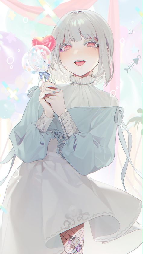 Happy Birthday Girl With White Hair, 영감을 주는 캐릭터, Anime Artwork, An Anime, White Hair, Anime Chibi, Anime Style, Anime Character Design, Manga Art