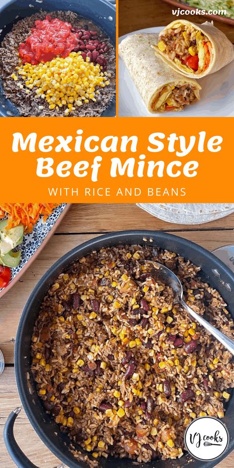 MEXICAN STYLE BEEF MINCE Minced Beef Wrap Recipes, Mexican Minced Beef Recipes, Slow Cooker Minced Beef, Mexican Beverages, Gf Dinners, Beef Burrito Recipe, Mince Dishes, Taco Recipes Mexican, Vj Cooks