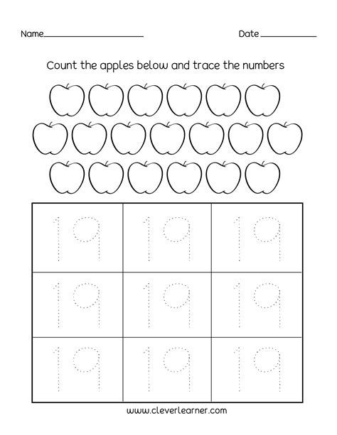 Number 19 Worksheet, Number Activities Preschool, Preschool Pictures, Preschool Number Worksheets, Worksheet Preschool, Free Printable Numbers, 0 Number, Number 19, Numbers Kindergarten