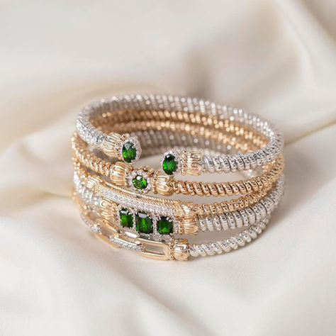 🍀 Find your pot of gold at the end of the rainbow:
Happy St. Patrick's Day from VAHAN Jewelry! Celebrate in style with our brilliant diamond & chrome diopside bracelets, crafted in fine metals. 🍀
💚
#StackableBracelets #JewelryTrend #HappyStPatricksDay #StylishLuck #LuckJewelry #VAHANStyle Vahan Jewelry, End Of The Rainbow, Designer Diamond Jewellery, Month Of May, Stacked Bangles, Stackable Bracelets, Silver Jewelry Handmade, Green Gemstones, Bracelet Collection