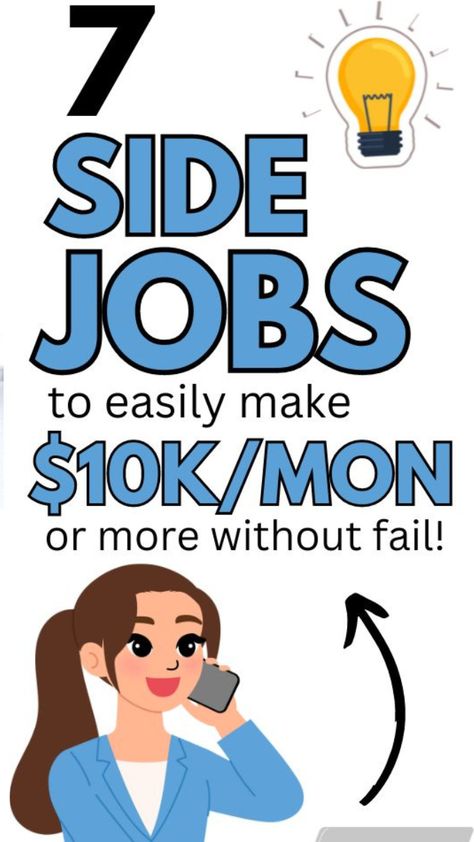 Starting a side hustle, whether from home or online, is an excellent way to boost your income. If you're seeking practical options to earn extra money, consider these 7 side hustle ideas that can help you make up to $10,000 a month. These opportunities allow you to work online, from the comfort of your home, or remotely, making them ideal for anyone looking to supplement their income. Discover the best side hustles that can help you generate additional cash each month! Part Time Side Hustle From Home, Creative Side Hustle Ideas, Side Hustle Ideas Canada, Side Income Ideas, Side Hustle Ideas For Men, Side Jobs To Make Money, Side Hustles From Home, Side Hustles For Women, Side Hustle Ideas At Home