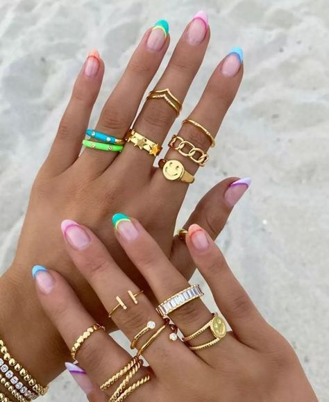 Summer nail inspo is incoming!! Fade out the nudes, and income the pastels 💐 @pinterest #missyempire Vacation Nail Designs, Vacation Nails Beach, Beachy Nails, Fun Nail Colors, Girly Acrylic Nails, Best Nail Polish, Vacation Nails, Summer Getaway, Fade Out