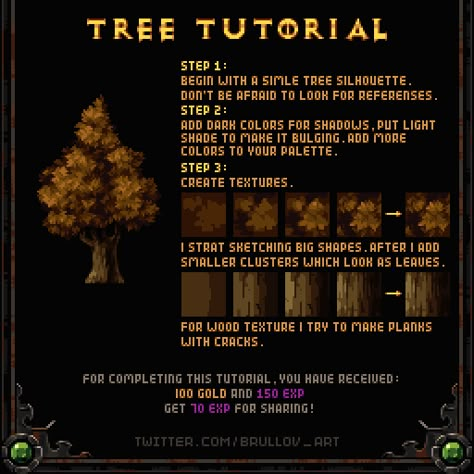 Tree tutorial Pixel Art Tree Tutorial, Pixel Art Tree, Tree Pixel Art, Pixel Tree, Pixel Art Tips, Pixel Tutorial, How To Pixel Art, Tree Tutorial, Piskel Art